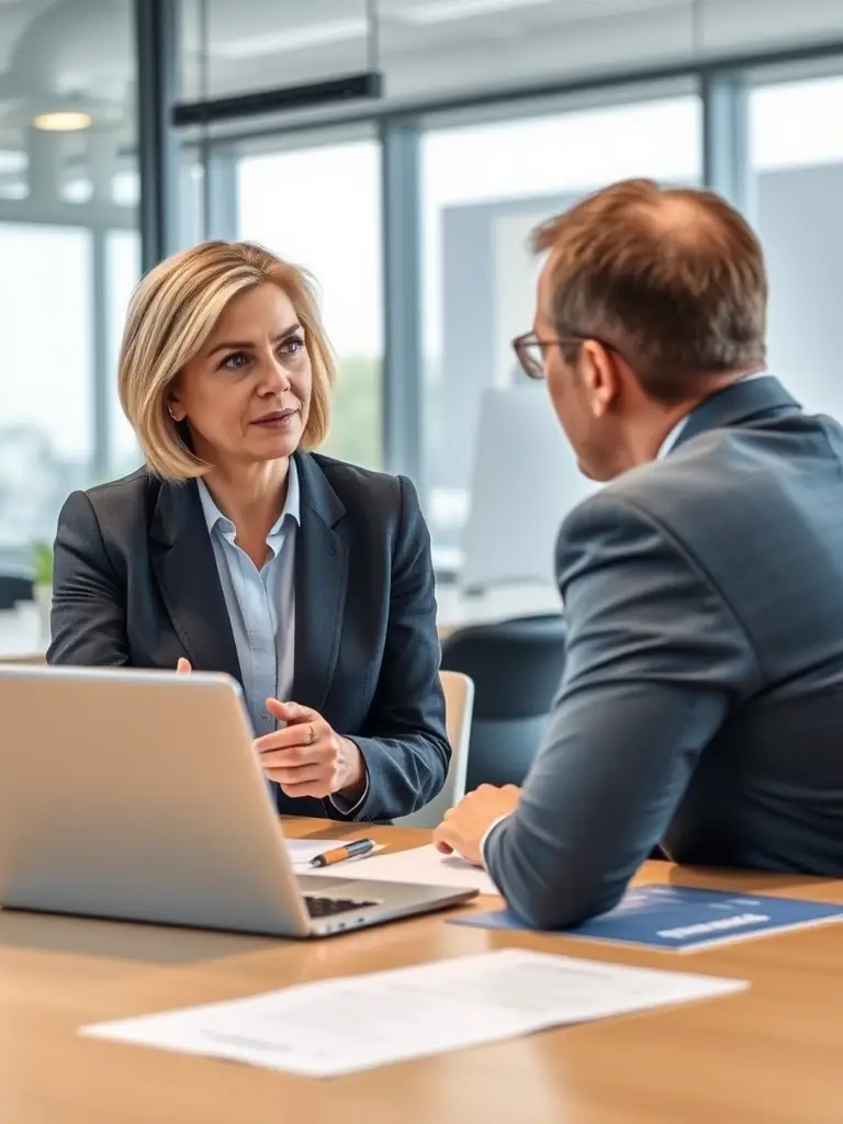 A Business Central consultant advising a client on ERP implementation, highlighting TechAurum's expertise in providing tailored ERP solutions.