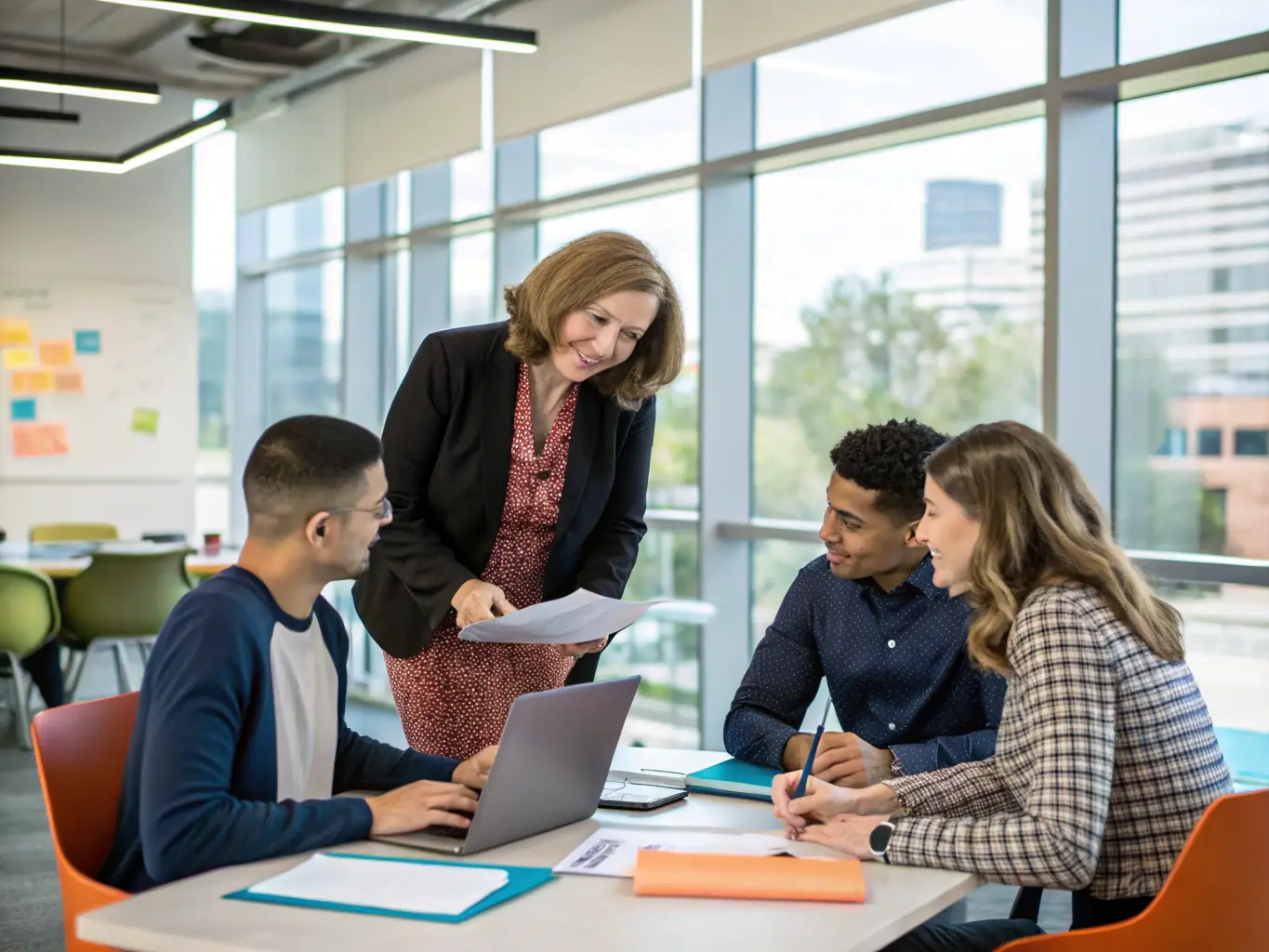 A project manager overseeing a team of developers working on a Microsoft Dynamics 365 project, highlighting TechAurum's project implementation expertise.