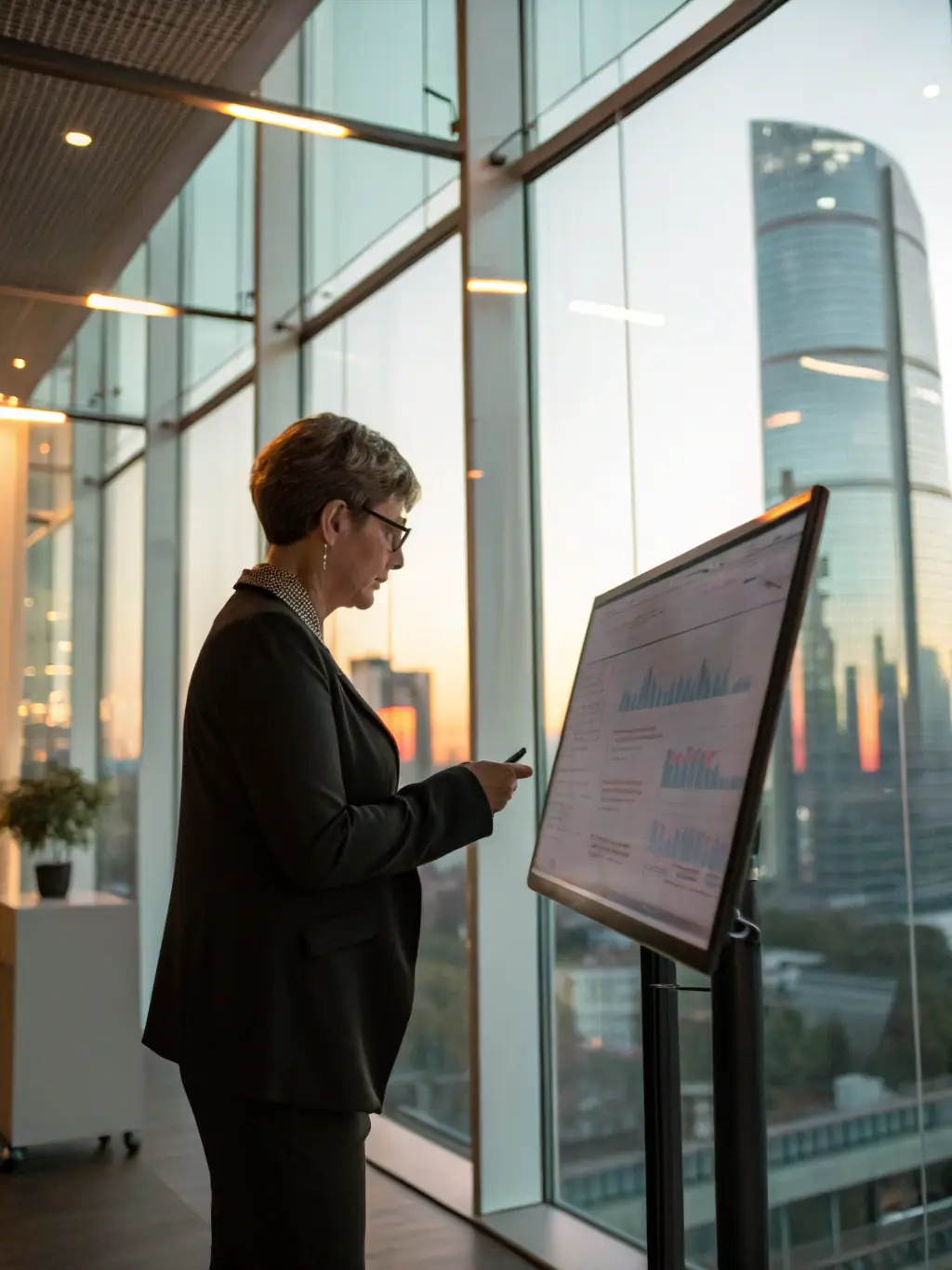 A data analyst using Microsoft Fabric to create insightful dashboards, illustrating TechAurum's data solution capabilities.
